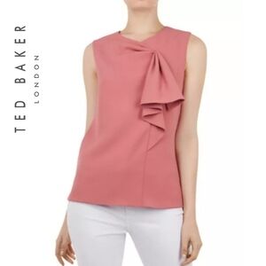 TB 0/US 2 Ted Baker Kellis Bow Detail Pink Sleeveless Blouse